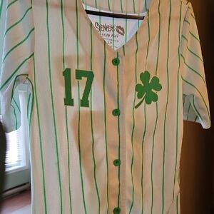 Spencer's White and Green Button Down Shirt..ready For St, Patricks Day ! 💚